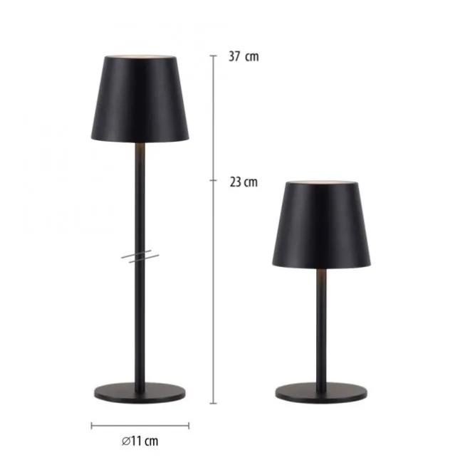 Akku Tischleuchten 2er Set, schwarz, Indoor, Outdoor, Camping