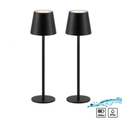 Akku Tischleuchten 2er Set, schwarz, Indoor, Outdoor, Camping
