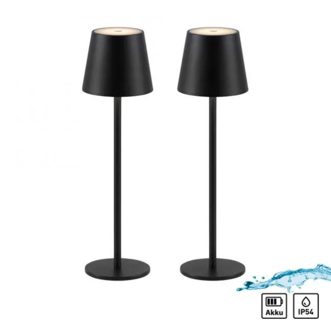 Akku Tischleuchten 2er Set, schwarz, Indoor, Outdoor, Camping