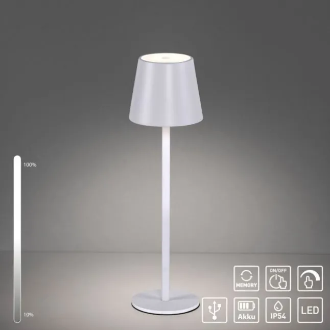 Akku Tischleuchten 4er Set, weiß Indoor, Outdoor, Camping