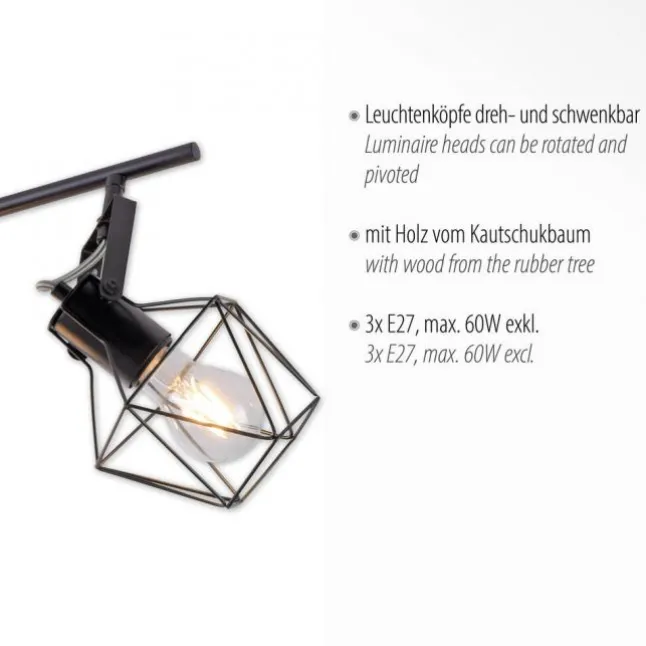 Deckenleuchte, Holz, Metall, modern, Vintage Stil, verstellbare Spots