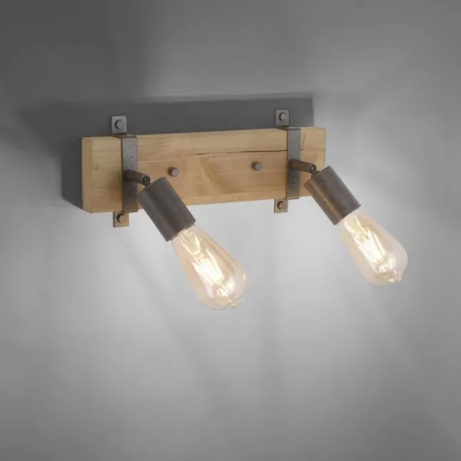 Deckenleuchte, rustikales Design, verstellbare Spots, Holz, Metall, modern