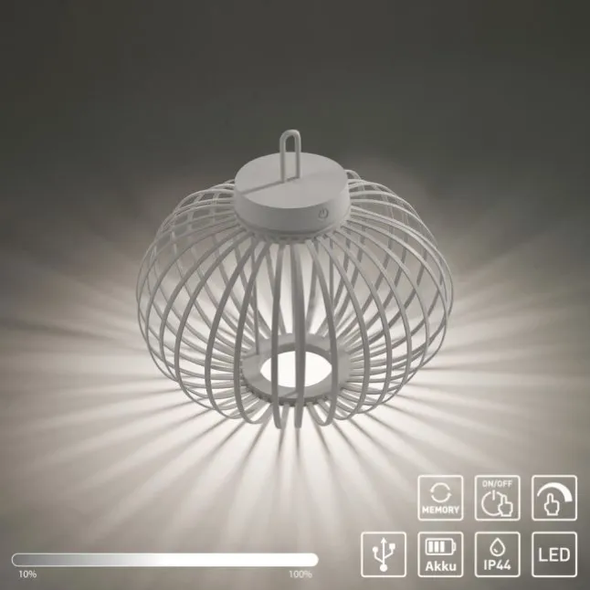 JUST LIGHT Akku Leuchte Gabbia Tisch oder Pendelleuchte, weiß