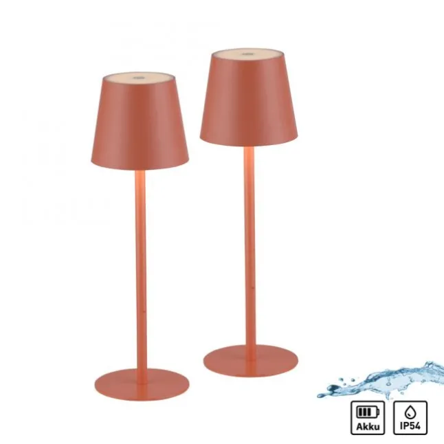 JUST LIGHT AKKU Tischleuchten-Set BURIA, 2er, orange