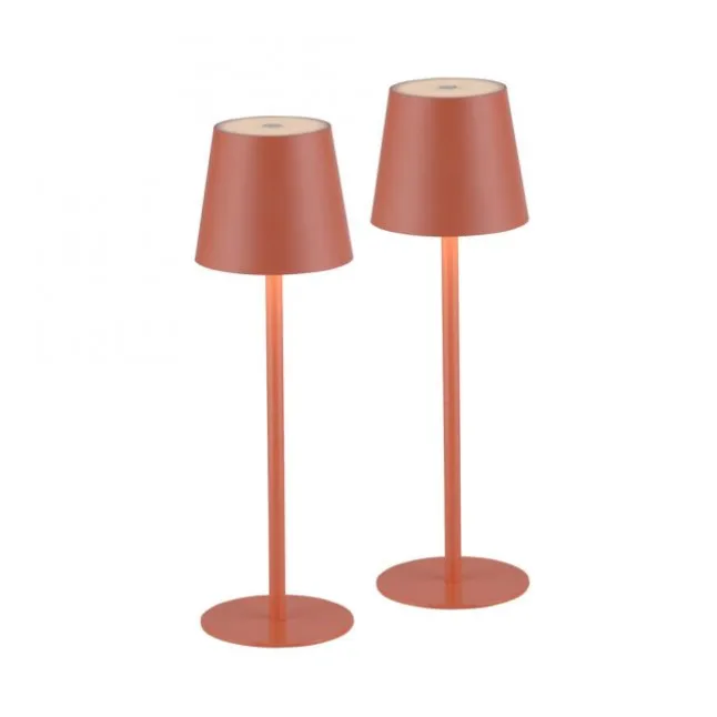 JUST LIGHT AKKU Tischleuchten-Set BURIA, 2er, orange