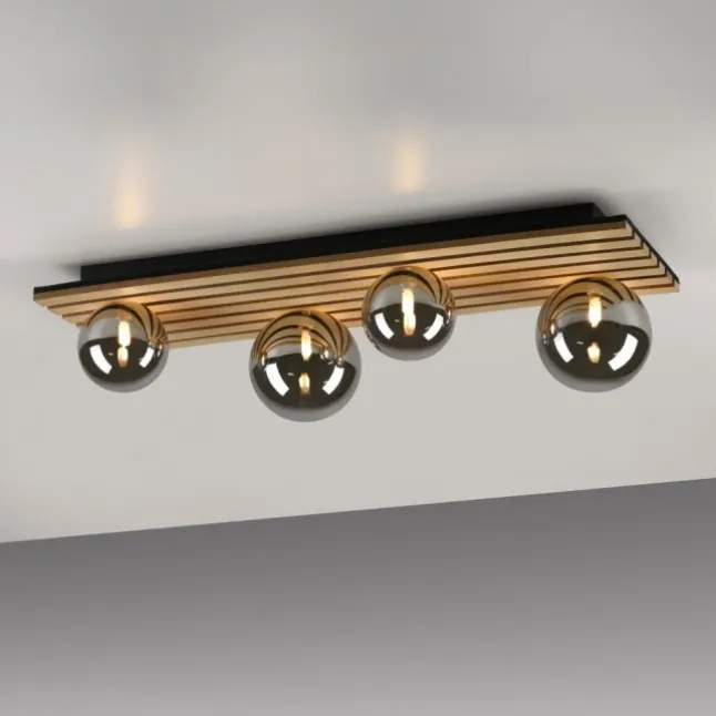 JUST LIGHT LED Deckenleuchte GERDA STIKA Eiche rechteckig Akustikpanel