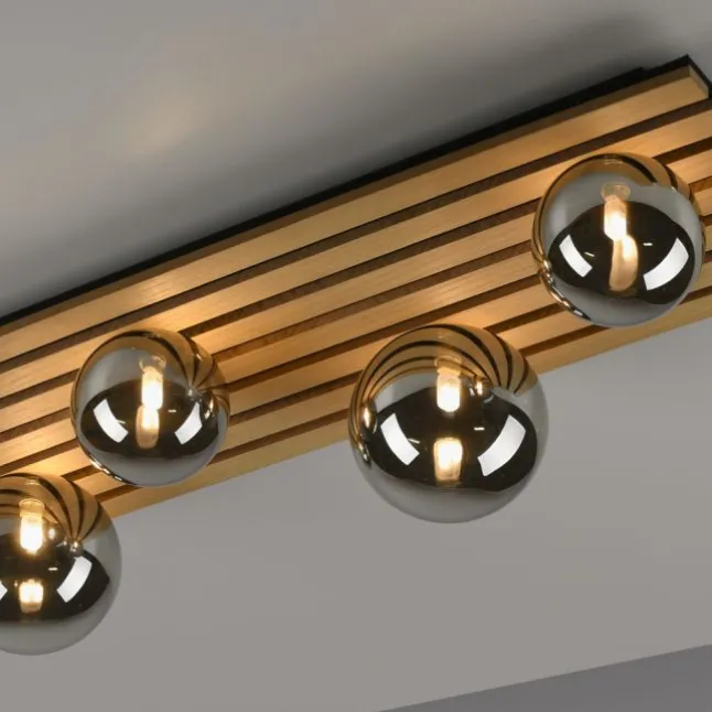 JUST LIGHT LED Deckenleuchte GERDA STIKA Eiche rechteckig Akustikpanel