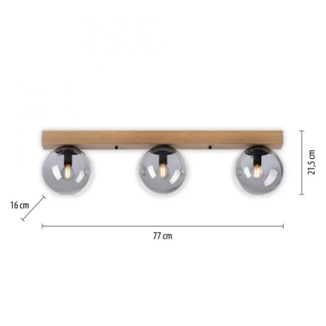 JUST LIGHT LED Deckenleuchte GERDA WIDOW 3-flammig Holz rauchfarben
