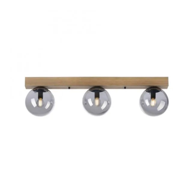 JUST LIGHT LED Deckenleuchte GERDA WIDOW 3-flammig Holz rauchfarben