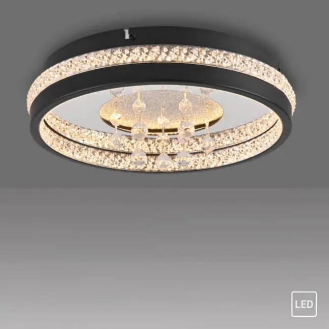 JUST LIGHT LED Kristall Deckenleuchte HANNI, schwarz,