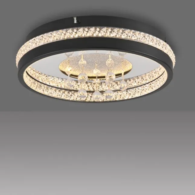 JUST LIGHT LED Kristall Deckenleuchte HANNI, schwarz,