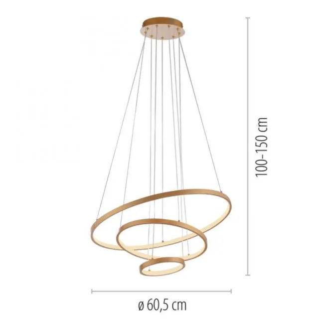 JUST LIGHT LED Pendelleuchte CERCHI gold 3 Ringe 3000K