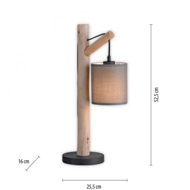 JUST LIGHT LED Tischleuchte Echtholz GERDA TRIBU 1-flammig Stoffschirm