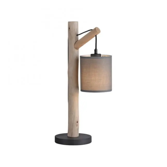 JUST LIGHT LED Tischleuchte Echtholz GERDA TRIBU 1-flammig Stoffschirm
