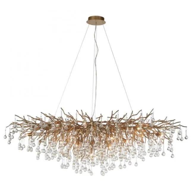 Kronleuchter, Messing Optik, 400 Glasanhänger, elegant, Design