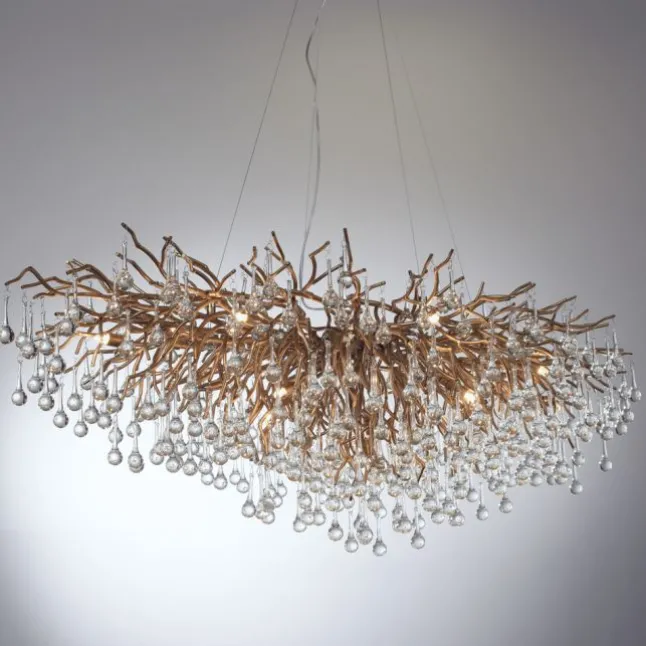 Kronleuchter, Messing Optik, 400 Glasanhänger, elegant, Design
