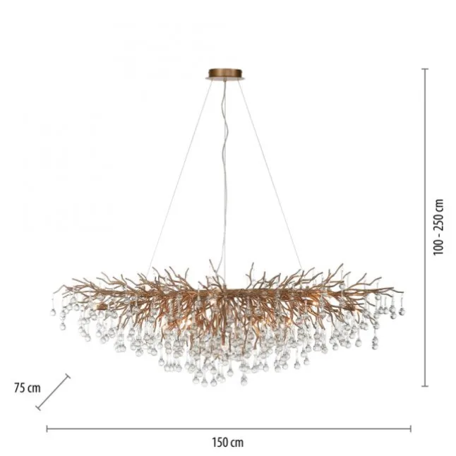 Kronleuchter, Messing Optik, 400 Glasanhänger, elegant, Design