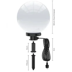 Kugelleuchte, weiß, Ø 50 cm, IP 44, mit Erspieß, inkl. Zuleitung