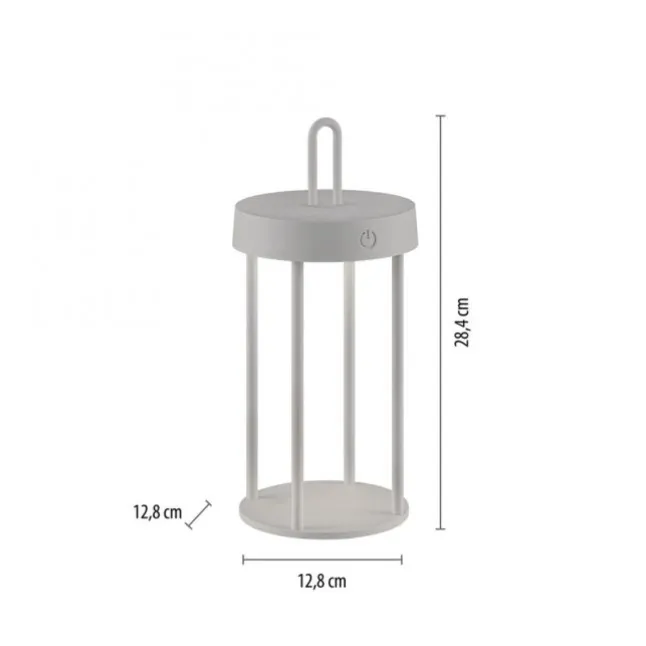 LED Akkulampe Tischleuchte greige 28cm Touchdimmer IP44 Gartenleuchte
