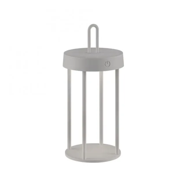 LED Akkulampe Tischleuchte greige 28cm Touchdimmer IP44 Gartenleuchte