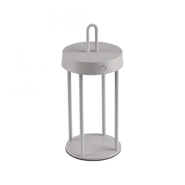 LED Akkulampe Tischleuchte greige 28cm Touchdimmer IP44 Gartenleuchte