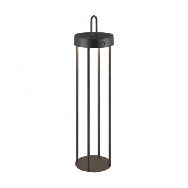 LED Akkulampe Tischleuchte schwarz 50cm Touchdimmer IP44 Gartenleuchte