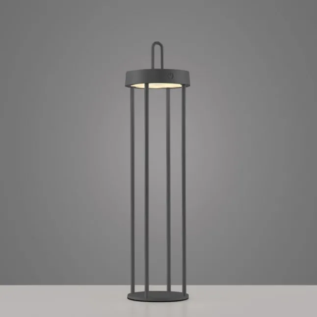 LED Akkulampe Tischleuchte schwarz 50cm Touchdimmer IP44 Gartenleuchte