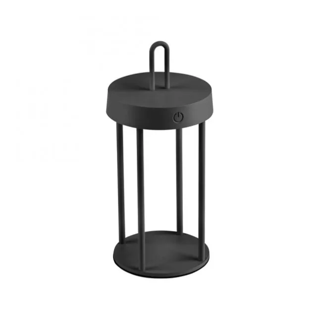 LED Akkulampe Tischleuchte schwarz 28cm Touchdimmer IP44 Gartenleuchte