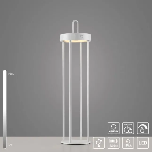 LED Akkulampe Tischleuchte weiß 50cm Touchdimmer IP44 Gartenleuchte