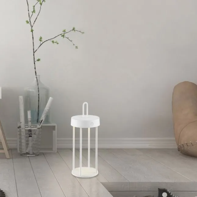 LED Akkulampe Tischleuchte weiß 28cm Touchdimmer IP44 Gartenleuchte