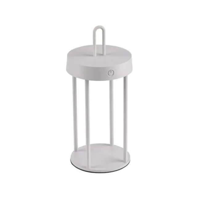 LED Akkulampe Tischleuchte weiß 28cm Touchdimmer IP44 Gartenleuchte