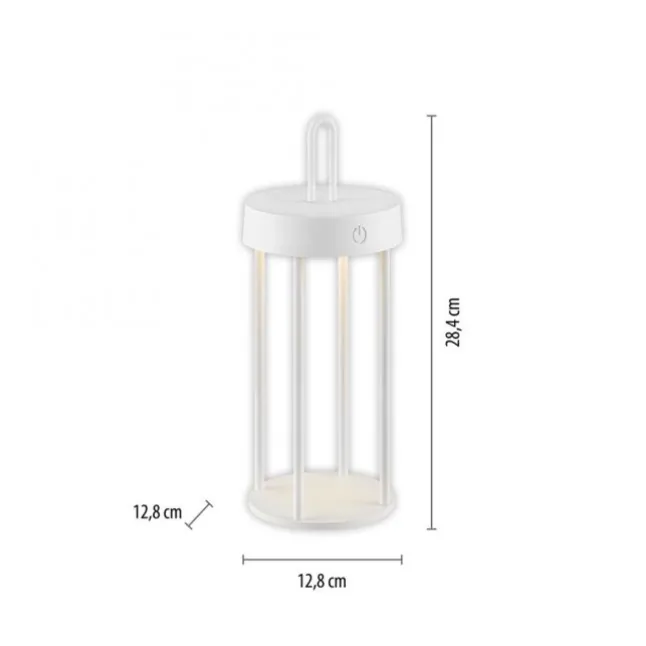 LED Akkulampe Tischleuchte weiß 28cm Touchdimmer IP44 Gartenleuchte
