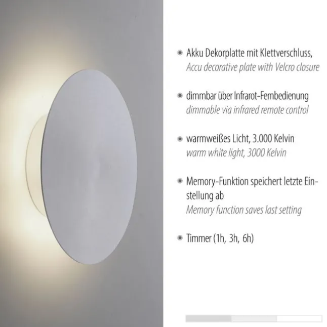 LED Akkuleuchte AKKU 18cm aluminium Timerfunktion USB dimmbar