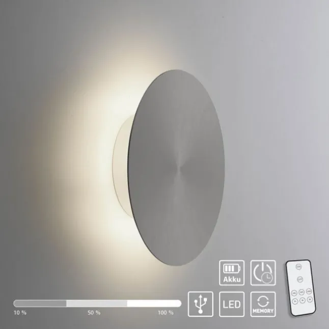 LED Akkuleuchte AKKU 18cm grau Timerfunktion USB dimmbar