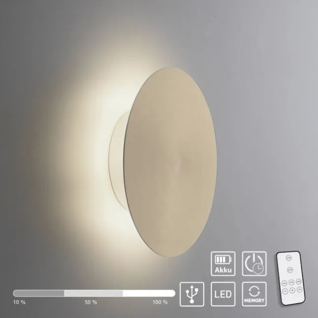 LED Akkuleuchte AKKU 18cm messing matt Timerfunktion USB dimmbar