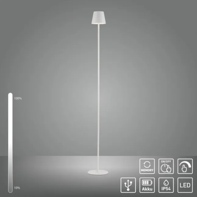 LED Akkuleuchte weiß Steh- und Tischleuchte Touchdimmer IP54 Außenbereich