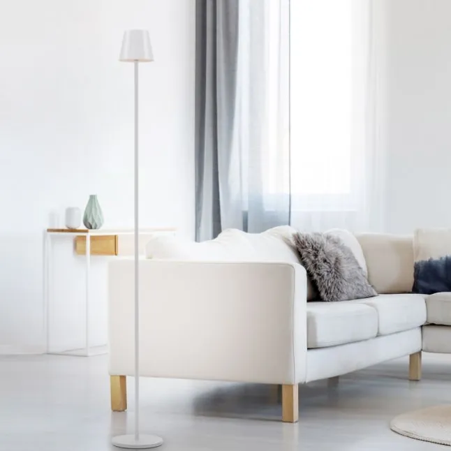LED Akkuleuchte weiß Steh- und Tischleuchte Touchdimmer IP54 Außenbereich