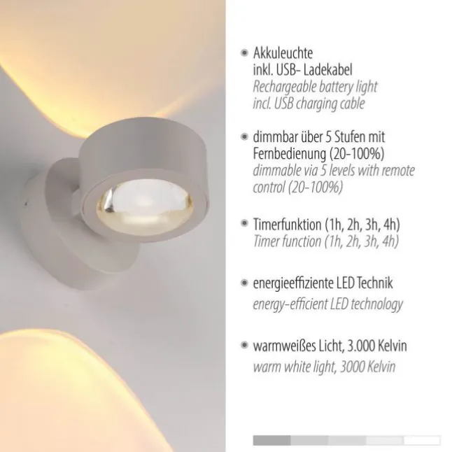 LED Akku Wandleuchte AKKU-CHIA, Sandbrise