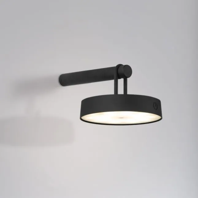 LED Akku Wandleuchte schwarz dimmbar per Touch IP44 Memoryfunktion