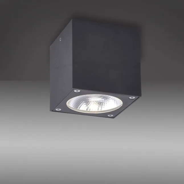 LED-Außenaufbaustrahler, anthrazit, Cube, spritzwassergeschützt,