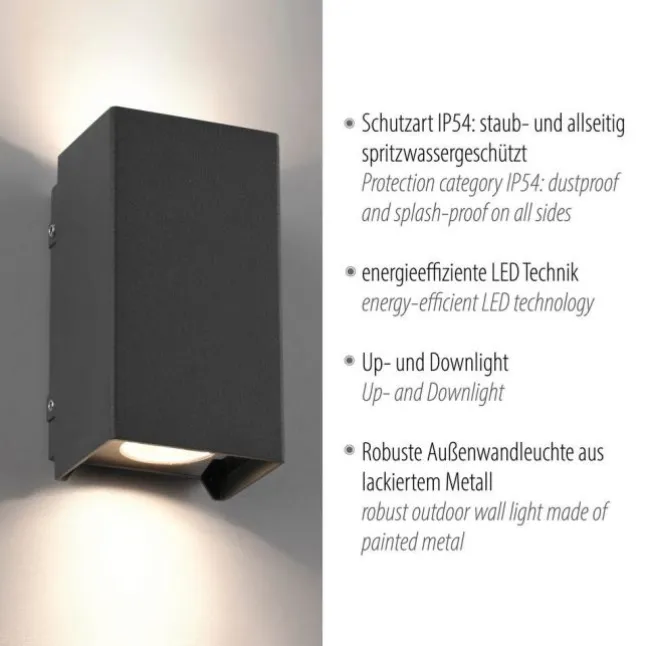 LED Außenleuchte anthrazit IP54 spritzwasserschutz Wandleuchte