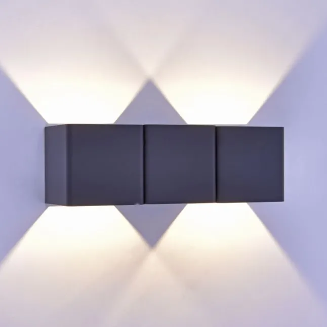 LED-Außenwandleuchte, anthrazit, warmweiß, spritzwassergeschützt, modern
