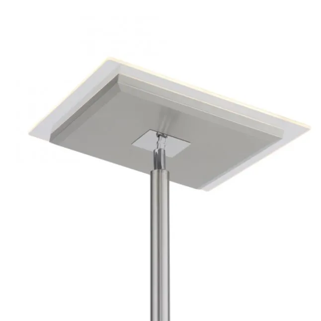 LED Deckenfluter, Leseleuchte, Fernbedienung, dimmbar, stahlfarben