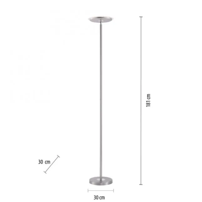 LED-Deckenfluter, stahlfarben, rund, warmweißer Lichtfarbe, Touchdimmer