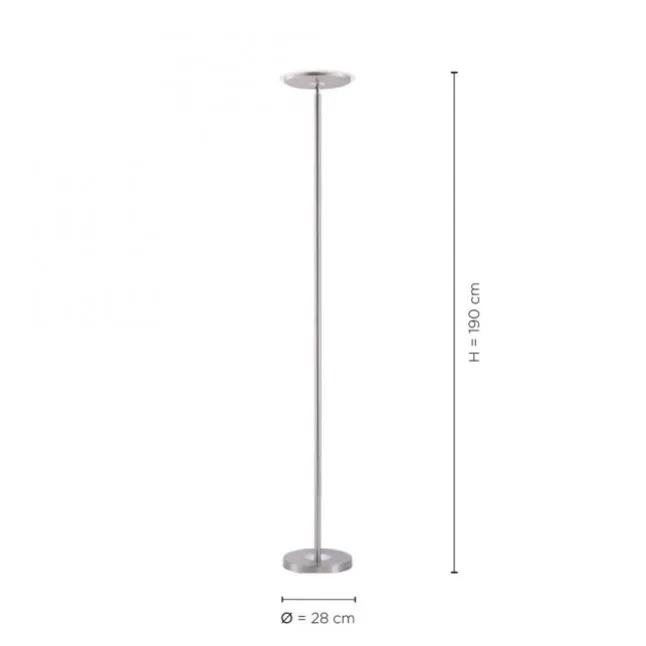 LED-Deckenfluter, stahlfarben, modern, dimmbar. Stehlampe
