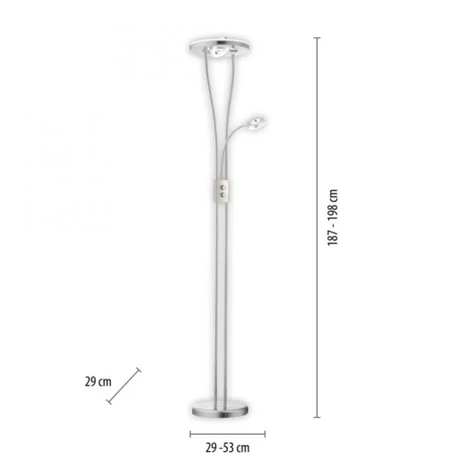 LED-Deckenfluter, stahlfarben, Leseleuchte, dimmbar, warmweißes Licht