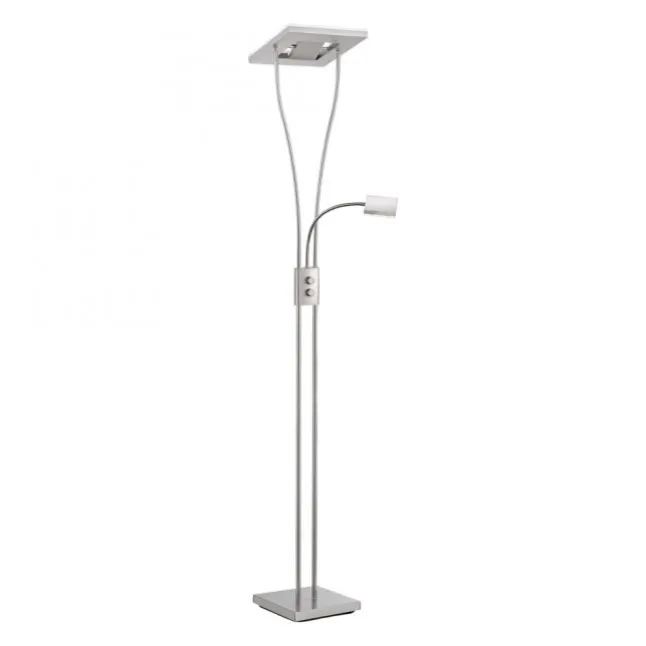 LED-Deckenfluter, stahlfarben, flexible Leseleuchte, warmweißes Licht