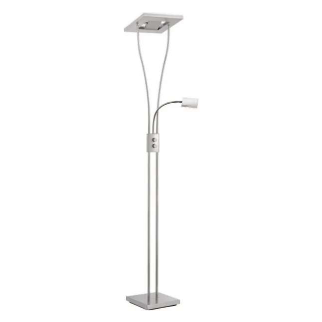 LED-Deckenfluter, stahlfarben, flexible Leseleuchte, warmweißes Licht