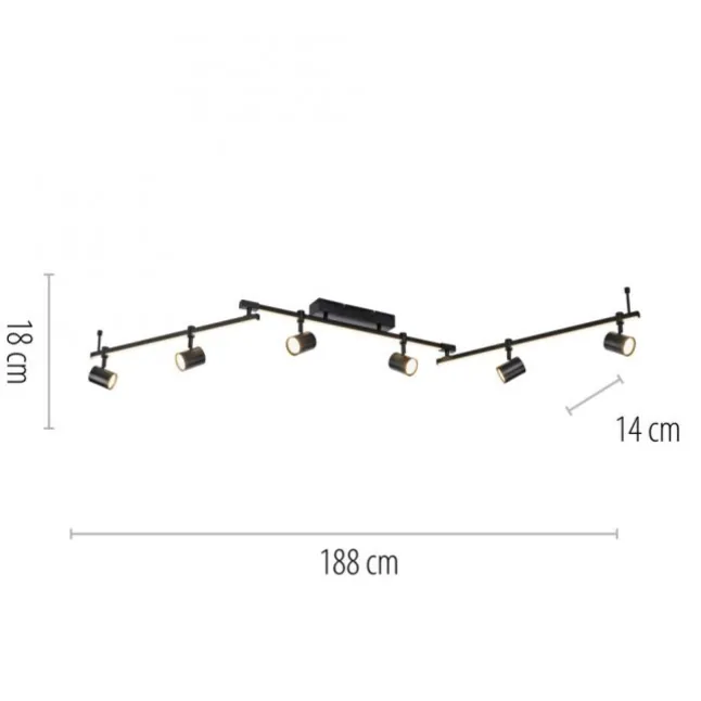 LED Deckenlampe 6 flammig mit LED Board schwarz drehbar Memoryfunktion