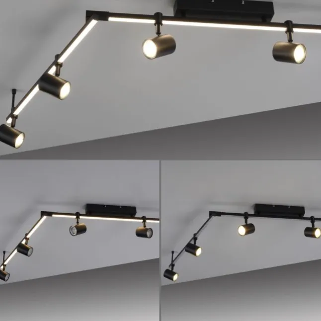 LED Deckenlampe 6 flammig mit LED Board schwarz drehbar Memoryfunktion